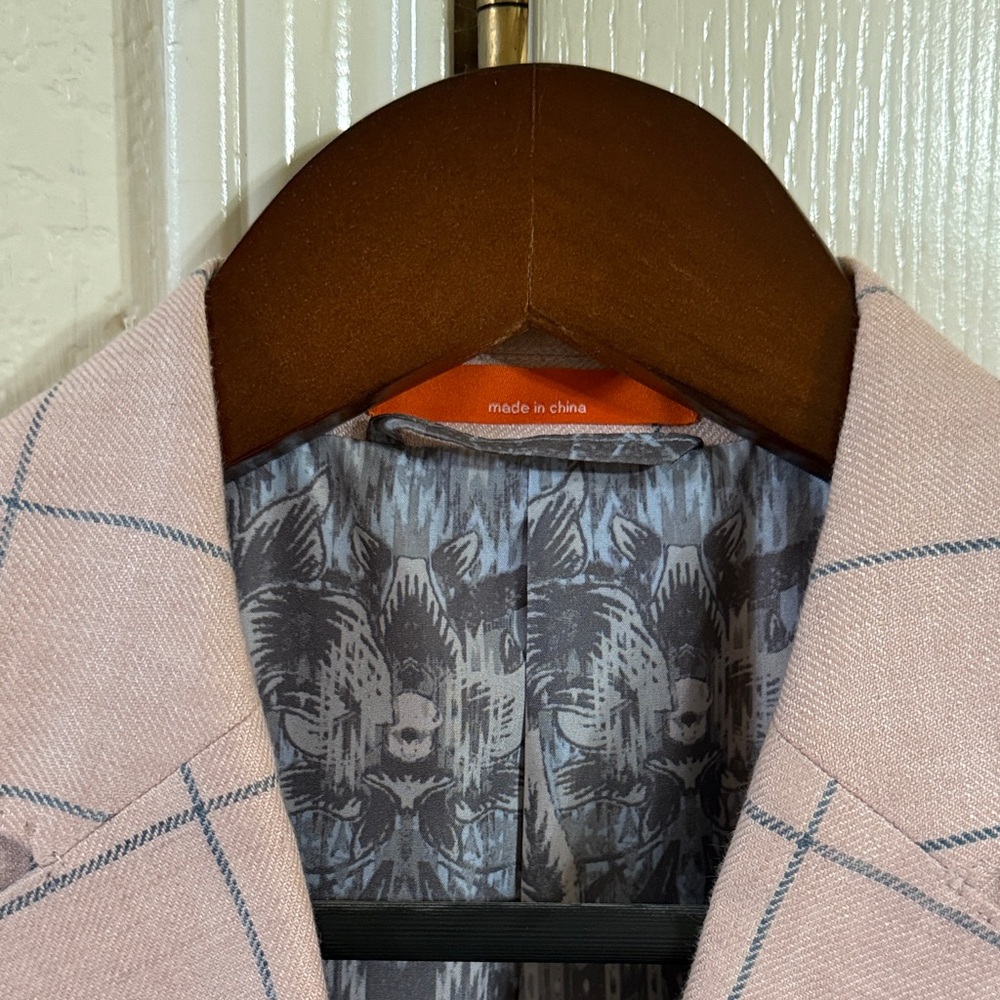 TALLIA Pink Plaid Blazer with Gray Accents Men’s Size 38R - Picture 5 of 8